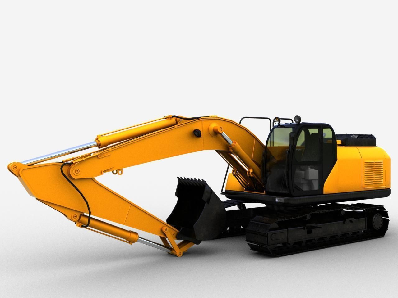 TRACKED EXCAVATOR  Low-poly 3D model_12