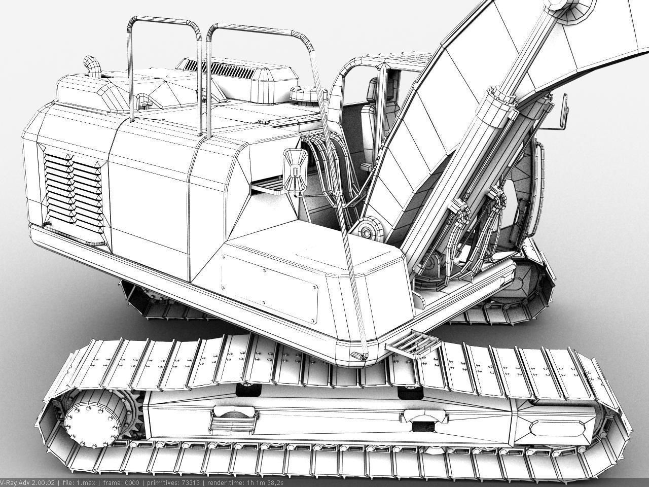 TRACKED EXCAVATOR  Low-poly 3D model_7
