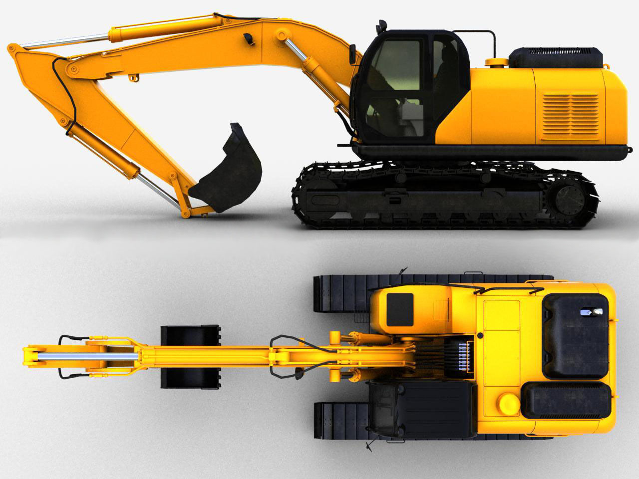 TRACKED EXCAVATOR  Low-poly 3D model_5