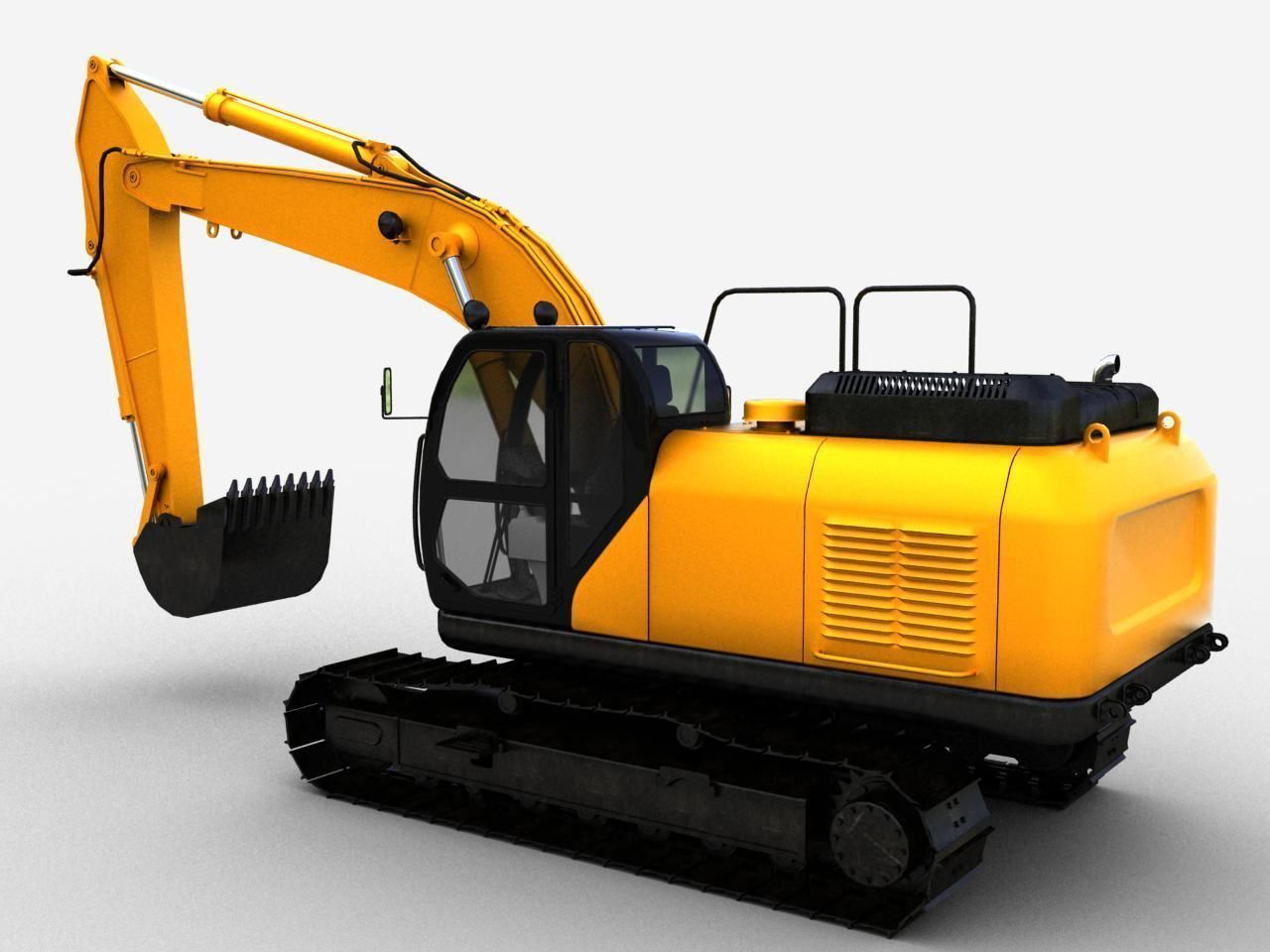 TRACKED EXCAVATOR  Low-poly 3D model_9