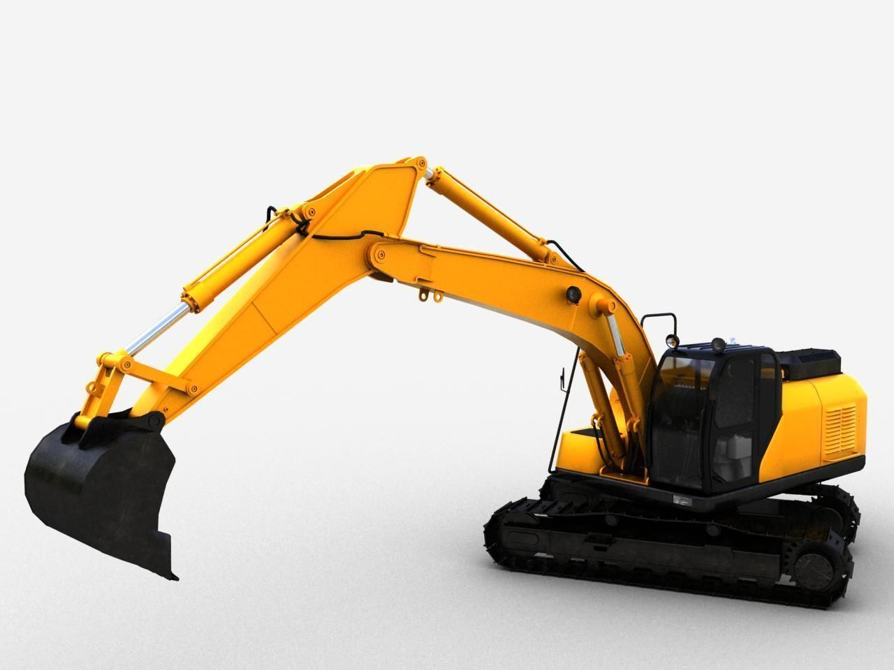 TRACKED EXCAVATOR  Low-poly 3D model_10