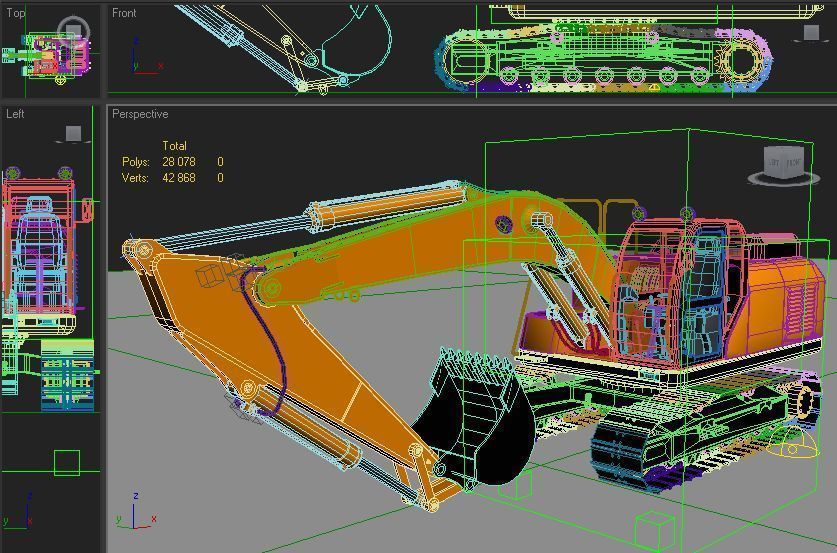 TRACKED EXCAVATOR  Low-poly 3D model_17