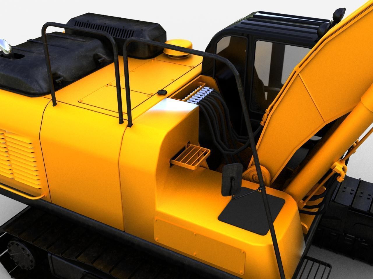 TRACKED EXCAVATOR  Low-poly 3D model_14