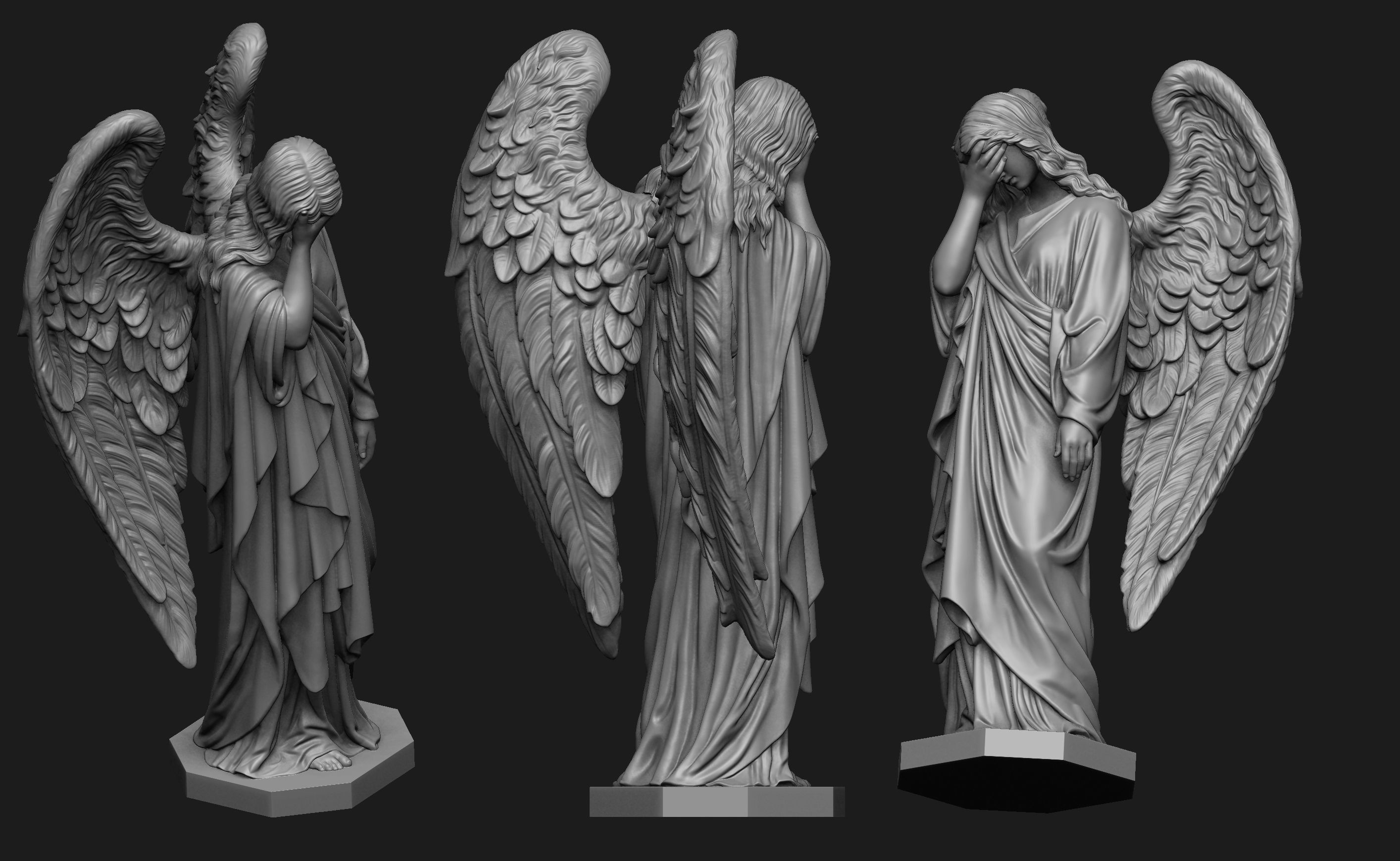 Weeping Angel Statue 3D print model_5