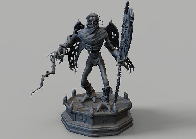 Raziel 3D print model statue of demon holding sword Free 3D print model
