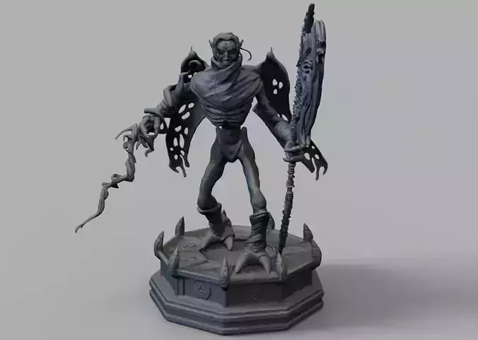 Raziel 3D print model statue of demon holding sword Free 3D print model