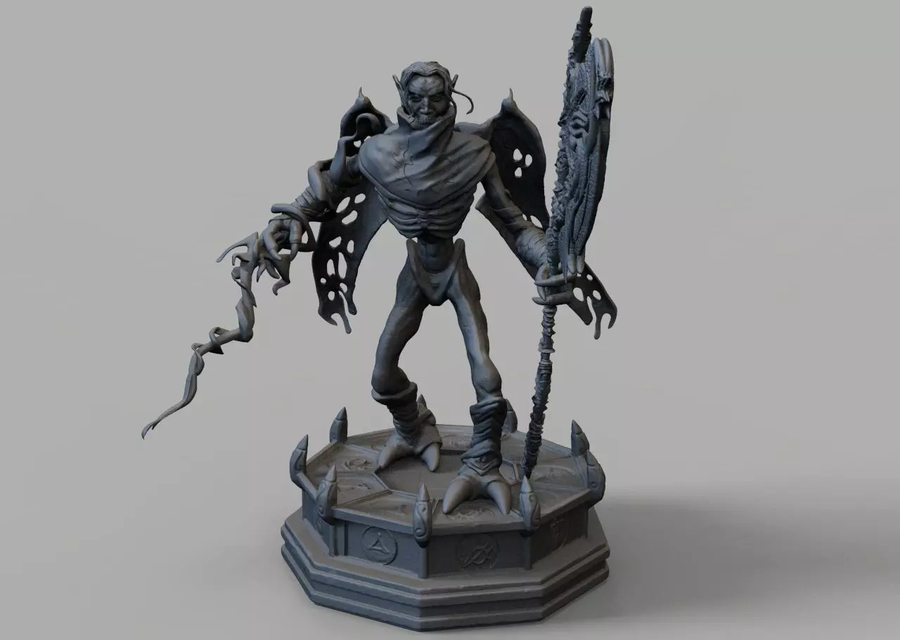 Raziel 3D print model statue of demon holding sword Free 3D print model_0
