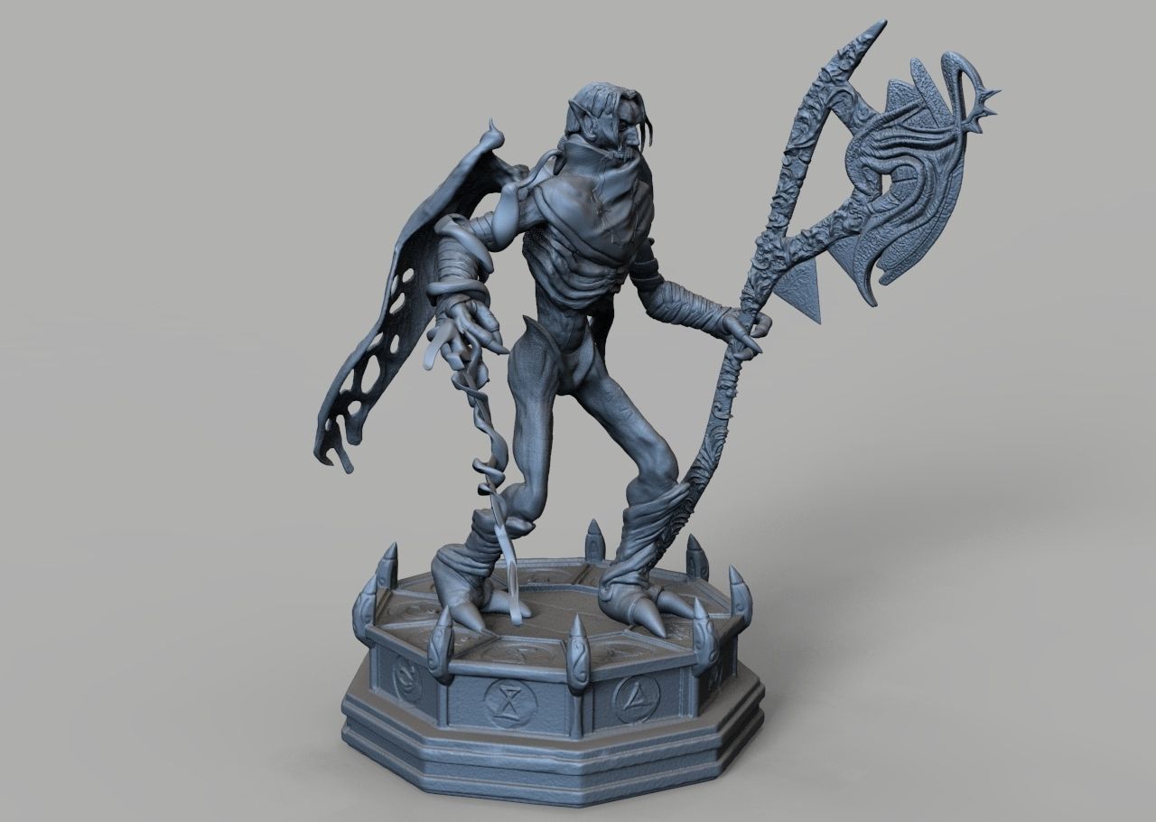 Raziel 3D print model statue of demon holding sword Free 3D print model_3