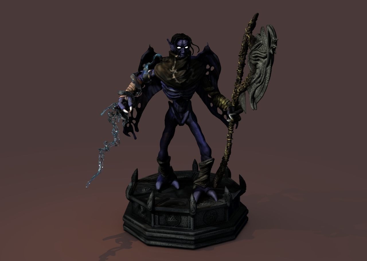 Raziel 3D print model statue of demon holding sword Free 3D print model_1