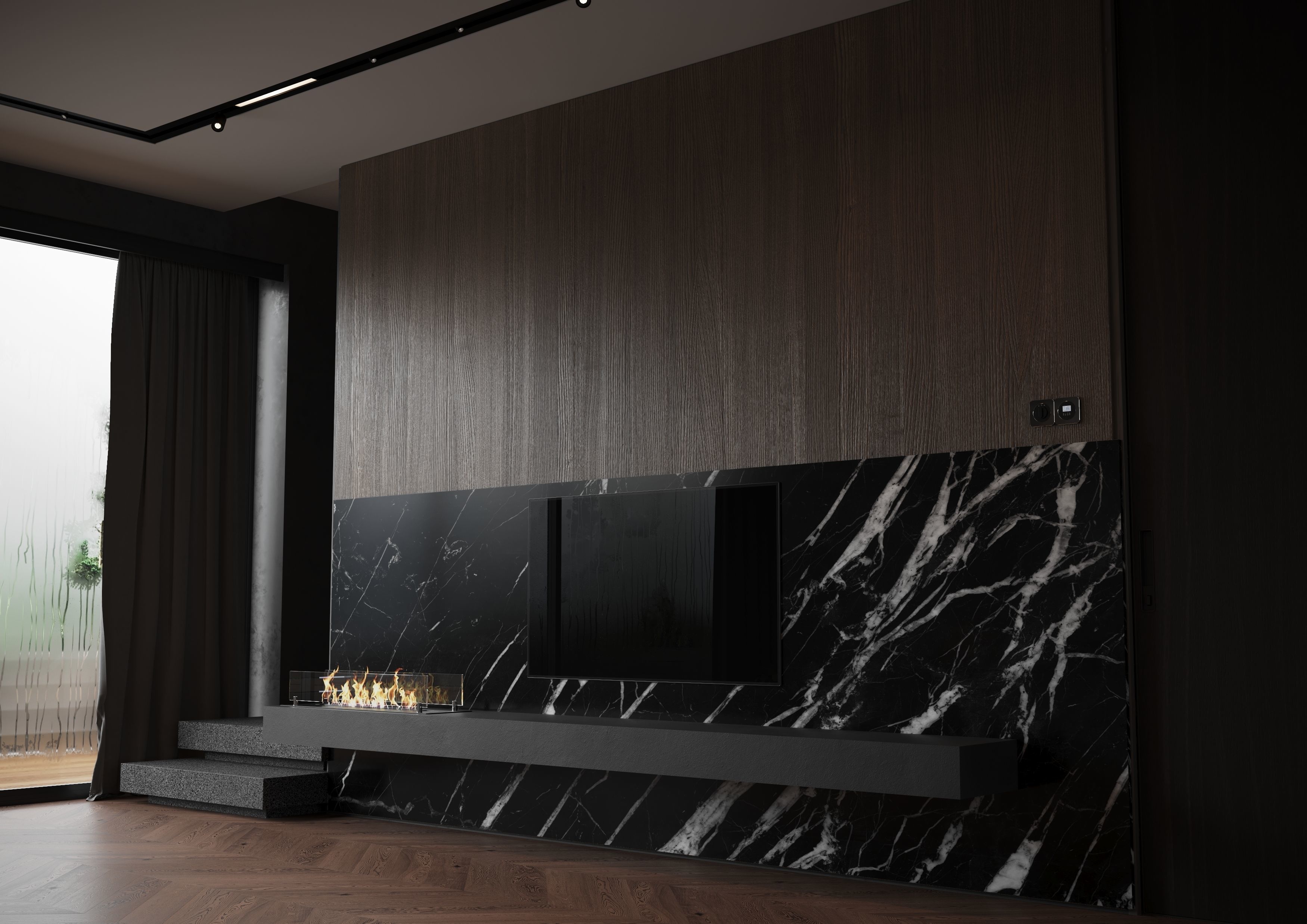 dark living room scene  3D model_4