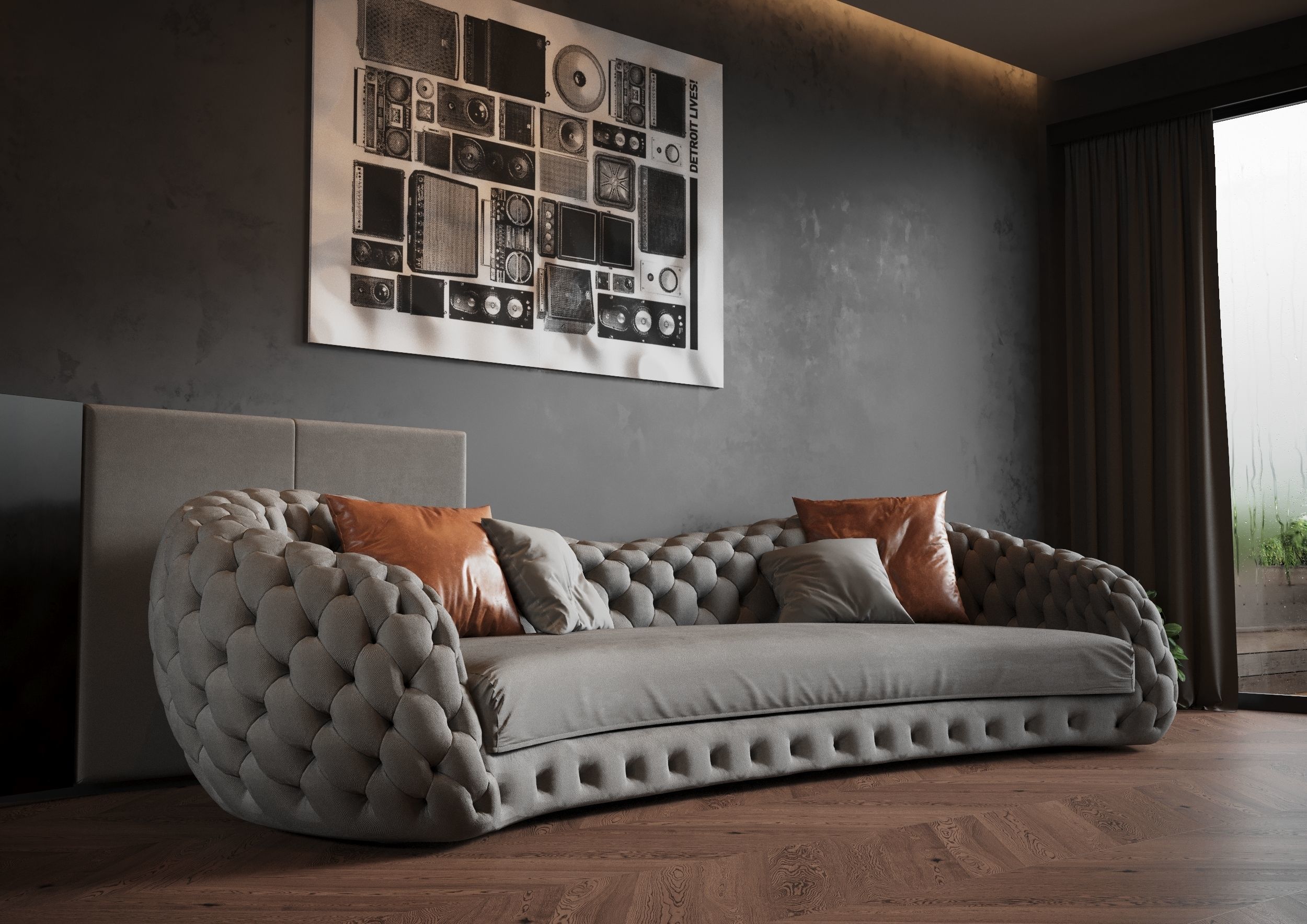 dark living room scene  3D model_3