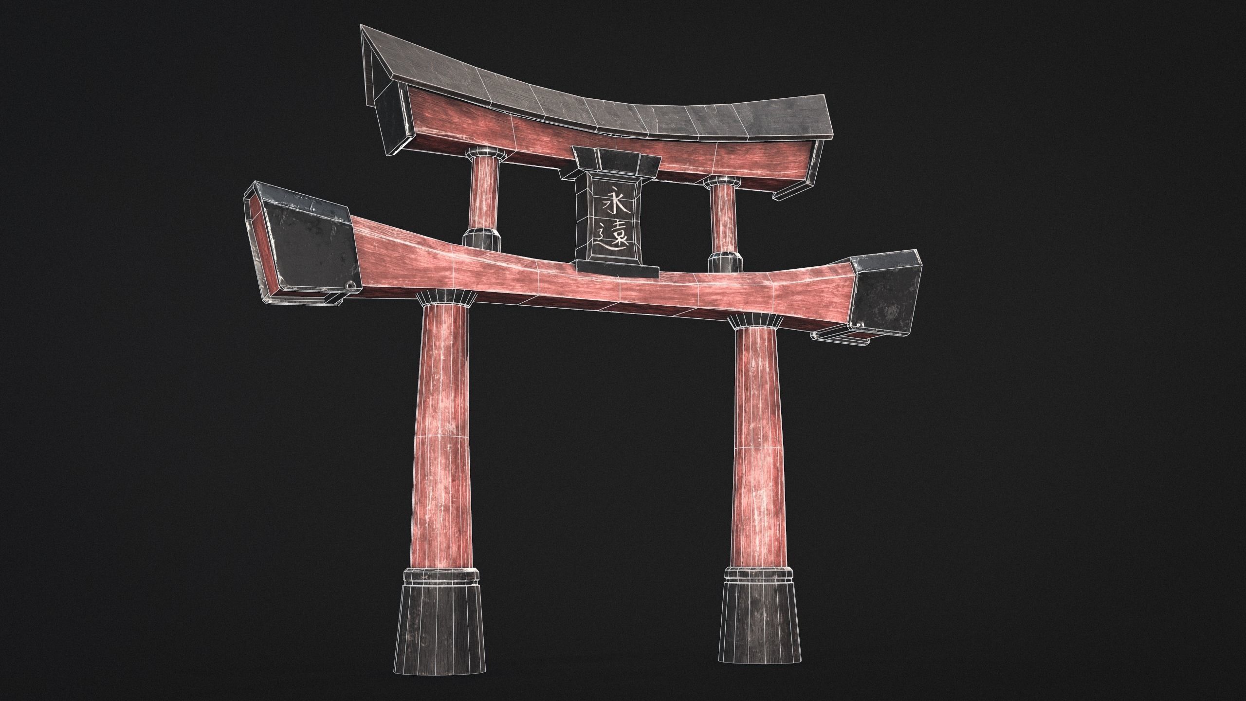 Torii Gate Low-poly 3D model_4