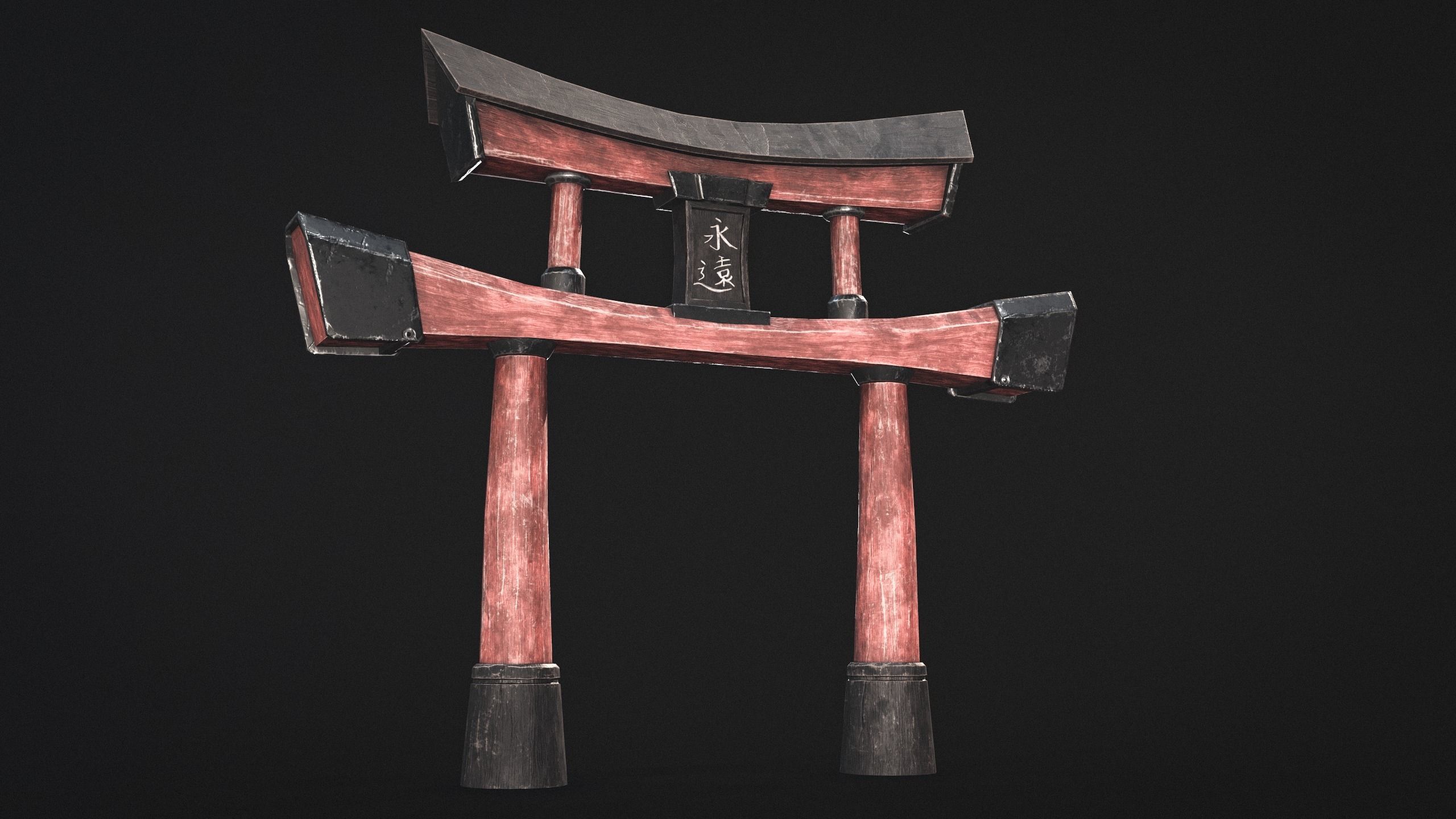 Torii Gate Low-poly 3D model_3