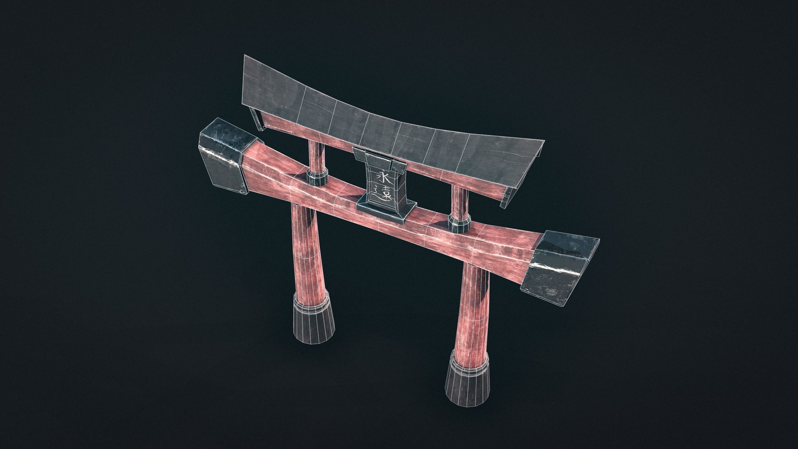 Torii Gate Low-poly 3D model_5