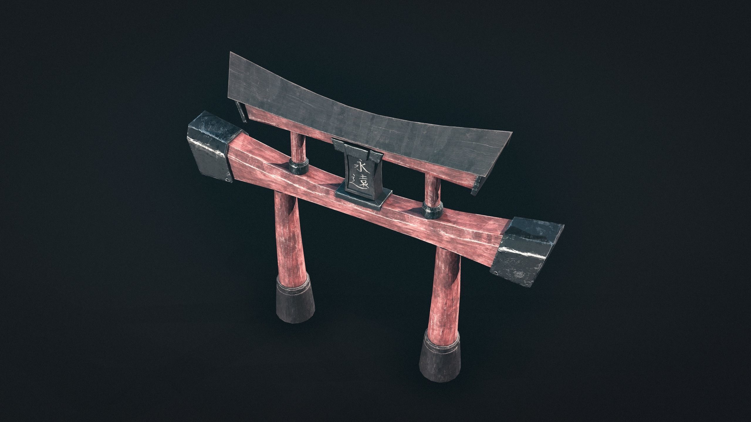 Torii Gate Low-poly 3D model_6