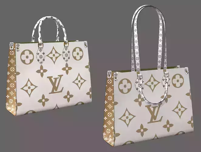 Louis Vuitton Bag Onthego Giant Monogram Gold White Low-poly 3D model