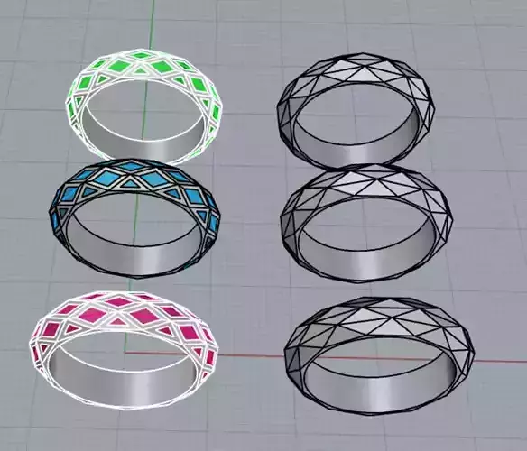 2 anelli con sfaccettature