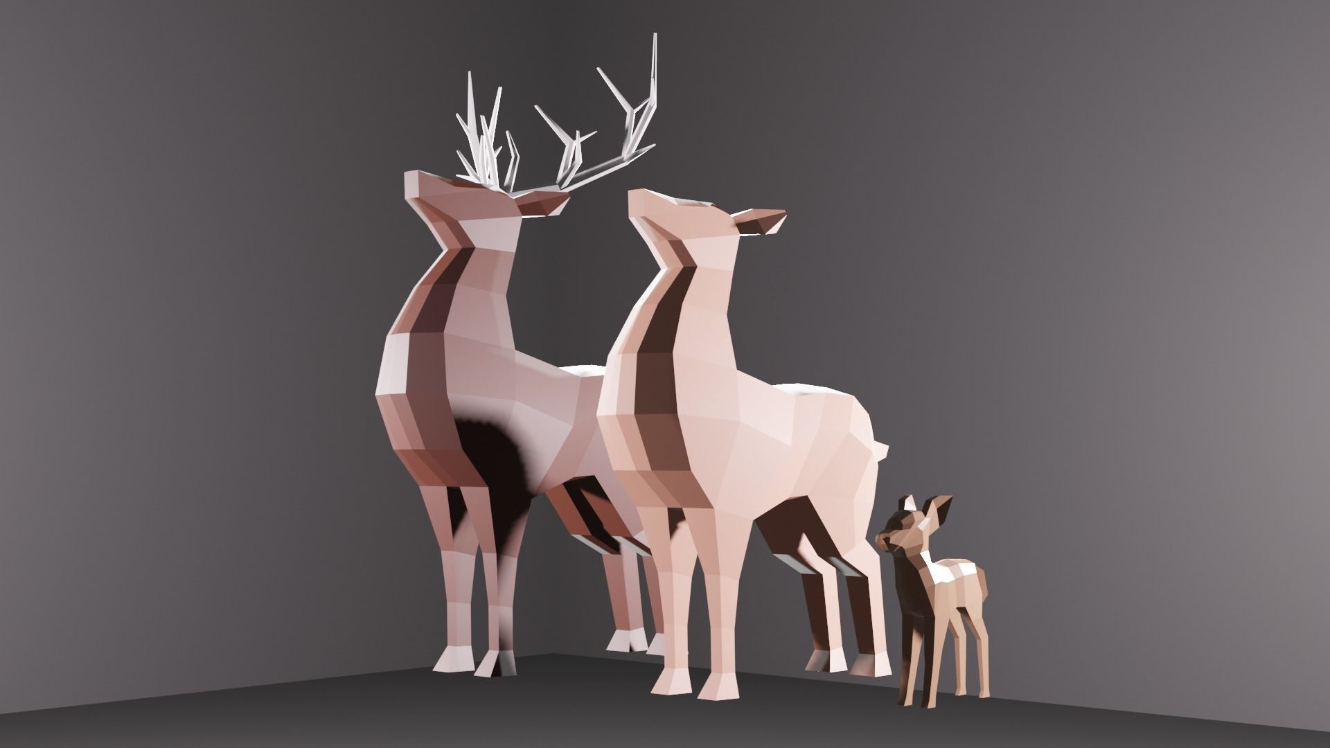 Deer Family Low-Poly Low-poly 3D model_5