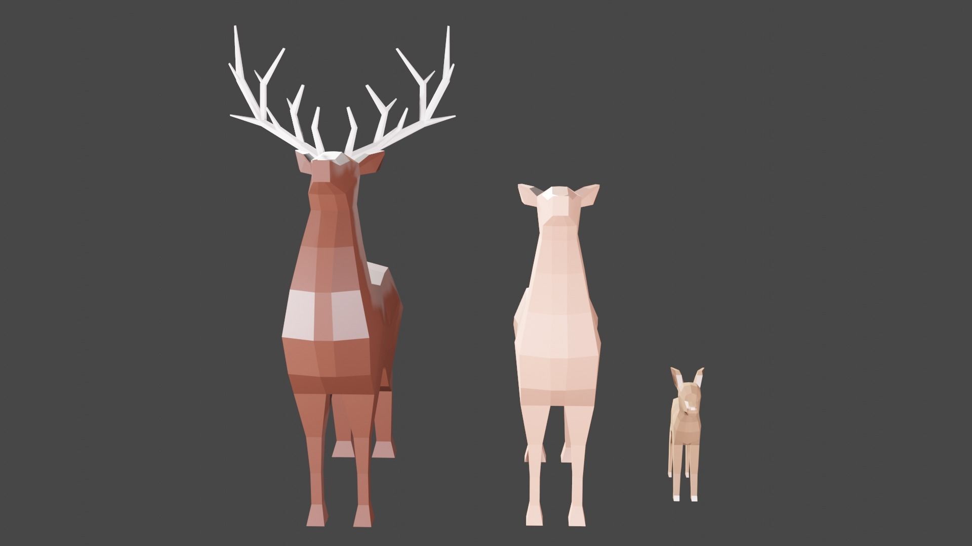 Deer Family Low-Poly Low-poly 3D model_7
