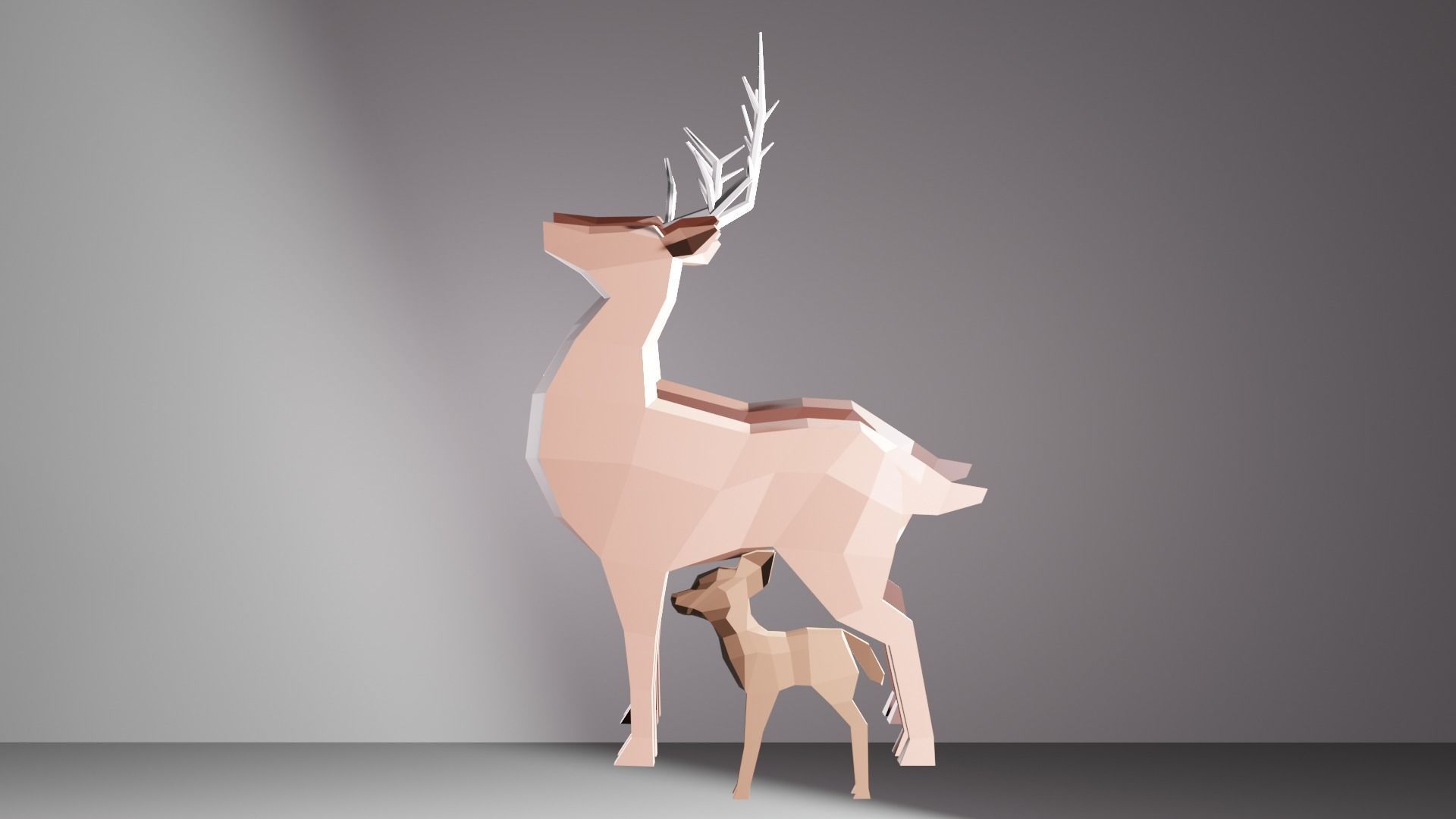 Deer Family Low-Poly Low-poly 3D model_6