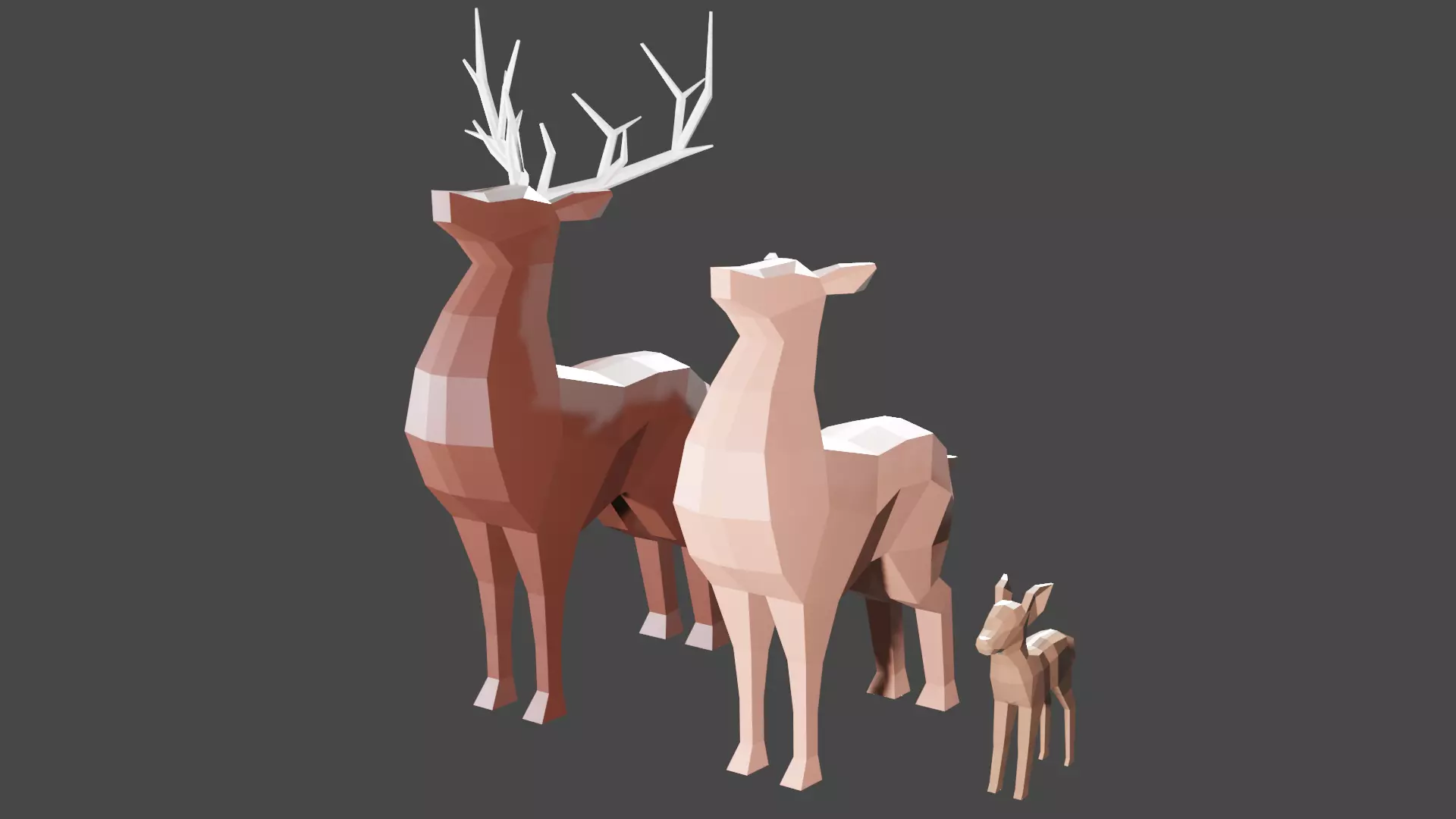Deer Family Low-Poly Low-poly 3D model_0