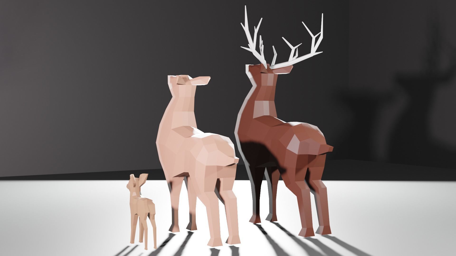 Deer Family Low-Poly Low-poly 3D model_4