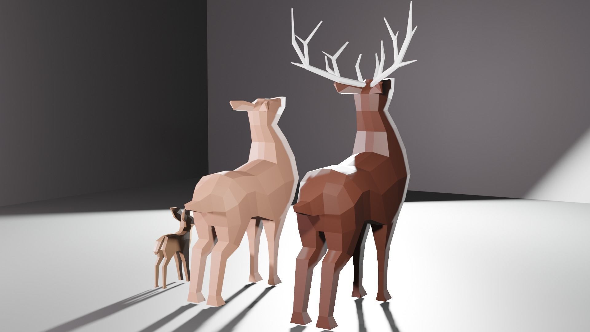 Deer Family Low-Poly Low-poly 3D model_3