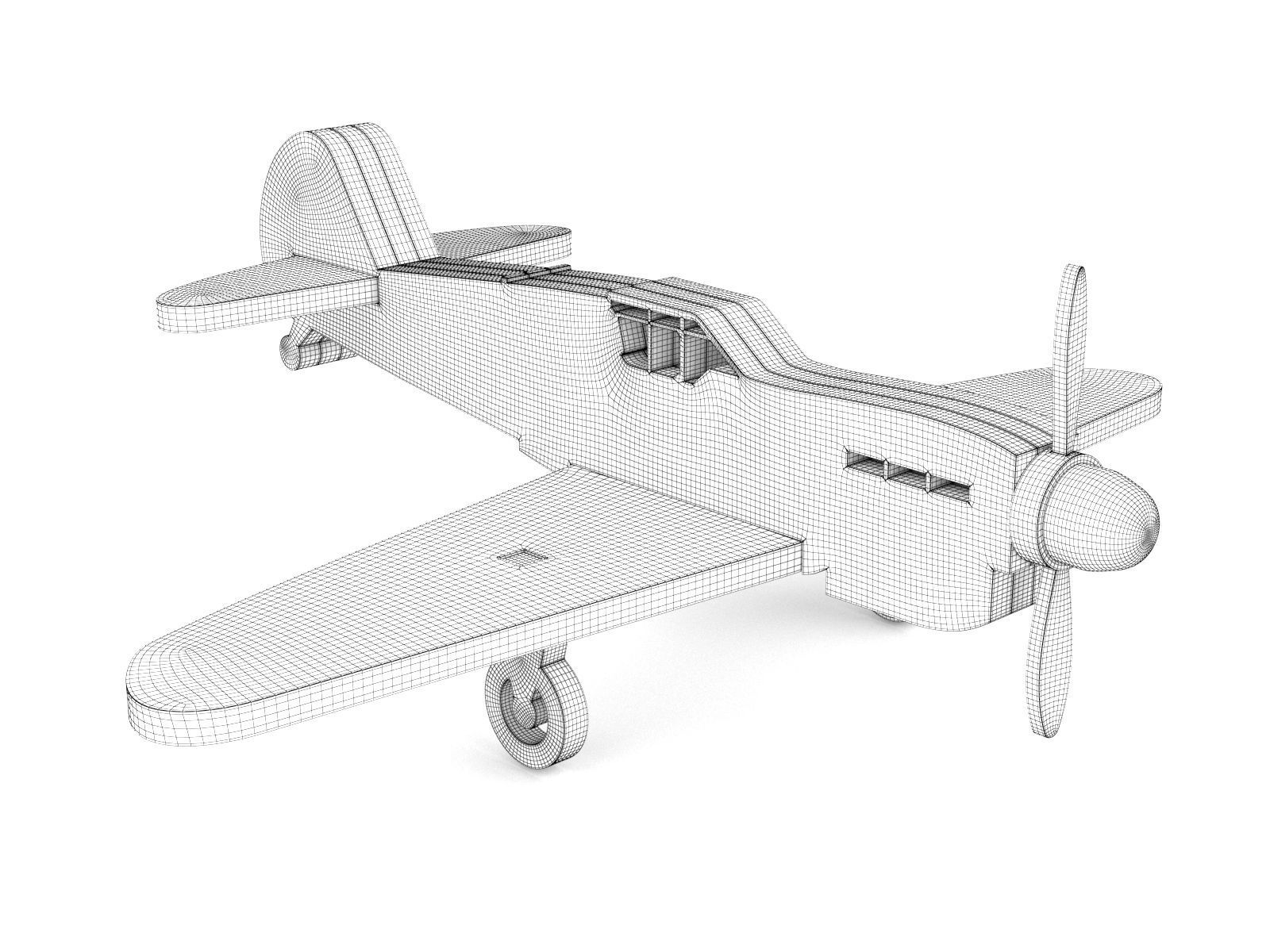 Wooden toy airplane 05 3D model_2