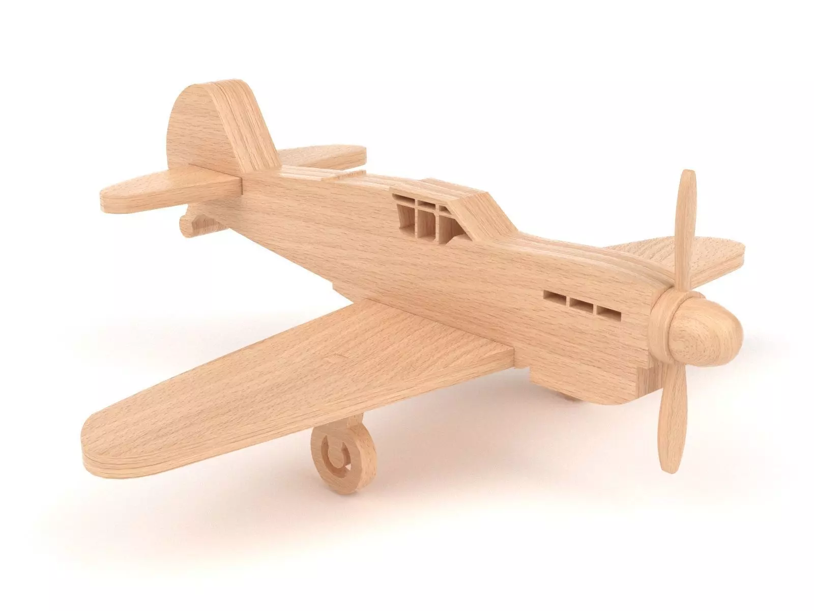 Wooden toy airplane 05 3D model_0