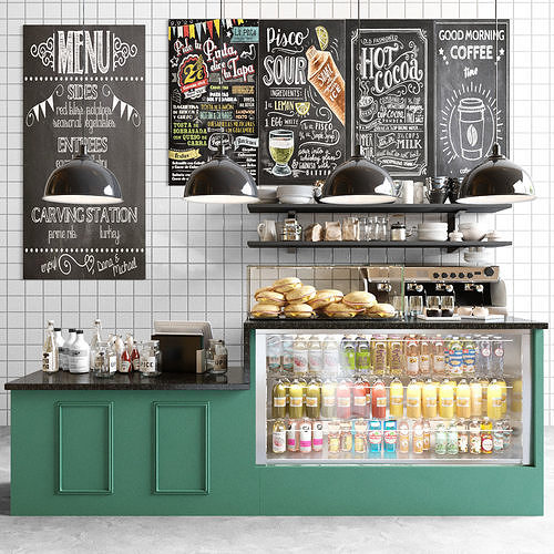 Small cafe turquoise 3D model