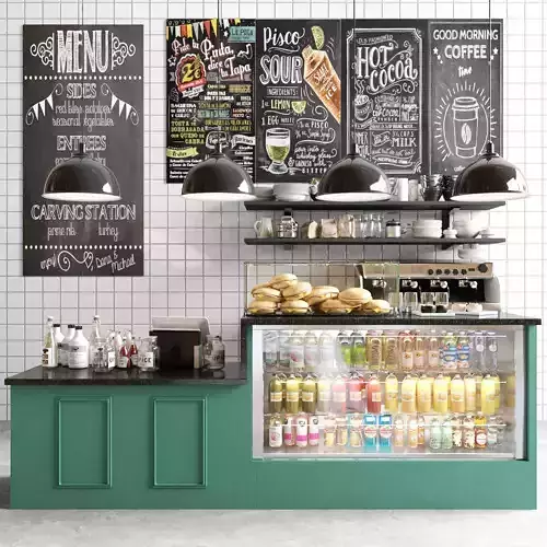 Small cafe turquoise 3D model