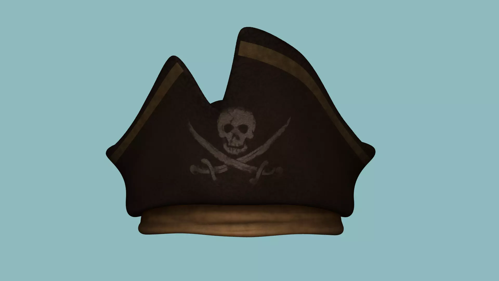 Brown Pirate Hat - Skull n Bandana Low-poly 3D model