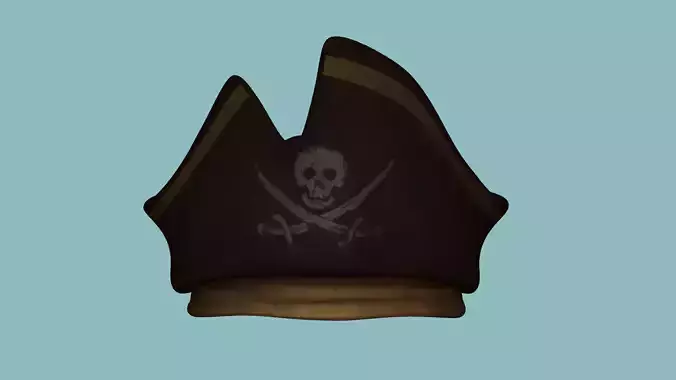 Brown Pirate Hat - Skull n Bandana Low-poly 3D model