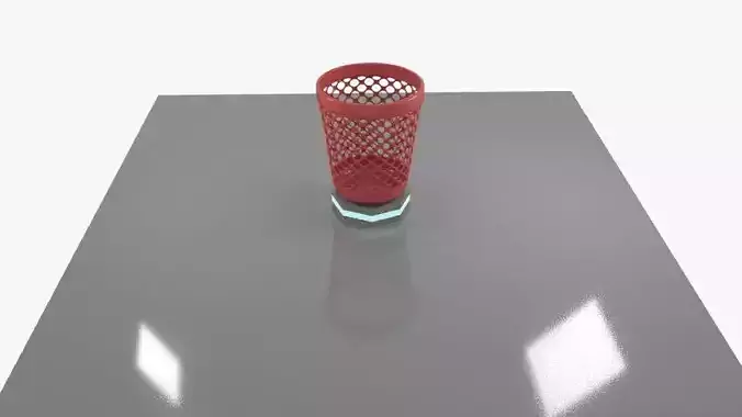 Basket trash can on table