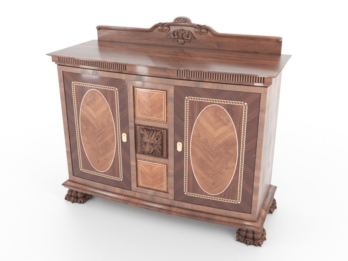 Old Sideboard with Lion Head 3D model_2