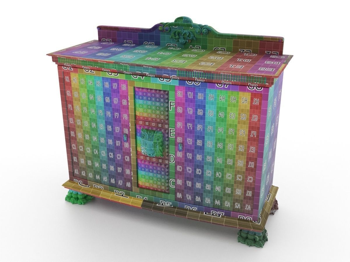 Old Sideboard with Lion Head 3D model_5