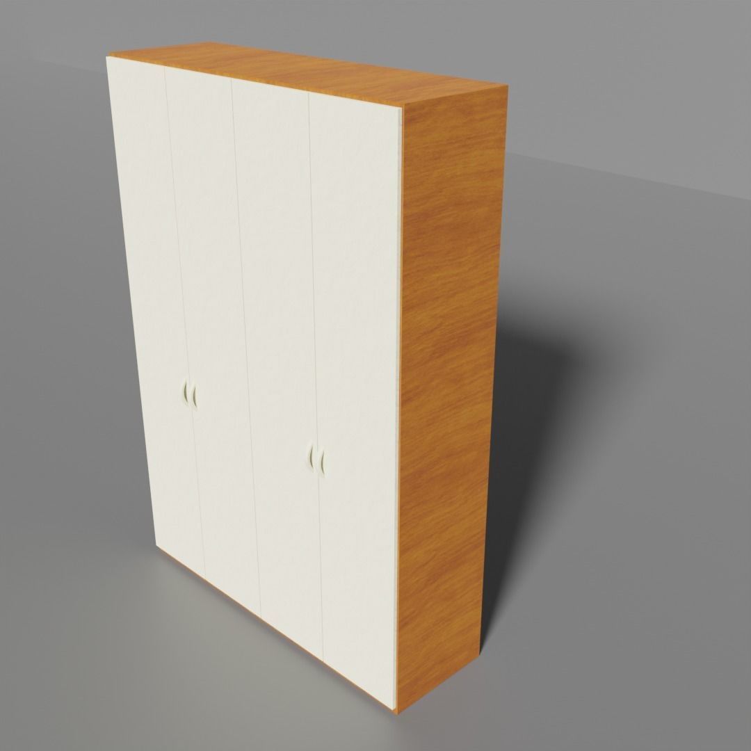 Simple Wardrobe Low-poly 3D model_2