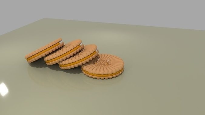Biscuits stack of cookies on table Low-poly 3D model