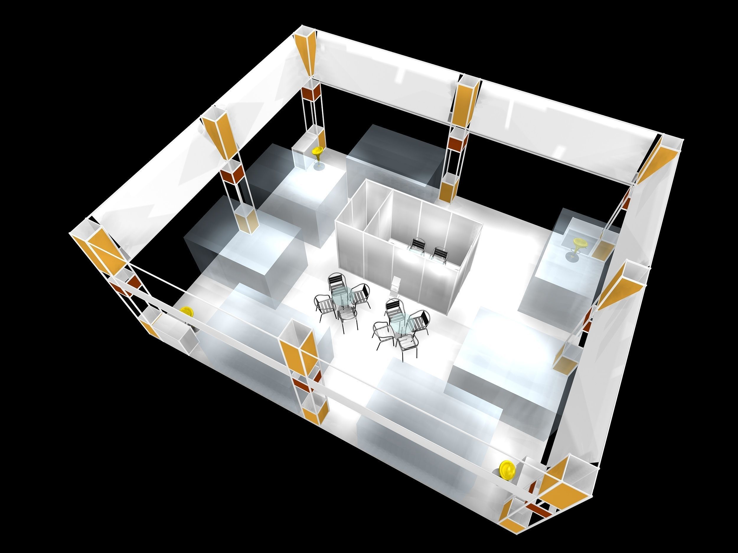 exhibition stall design 4 side open Low-poly 3D model Low-poly 3D model_2
