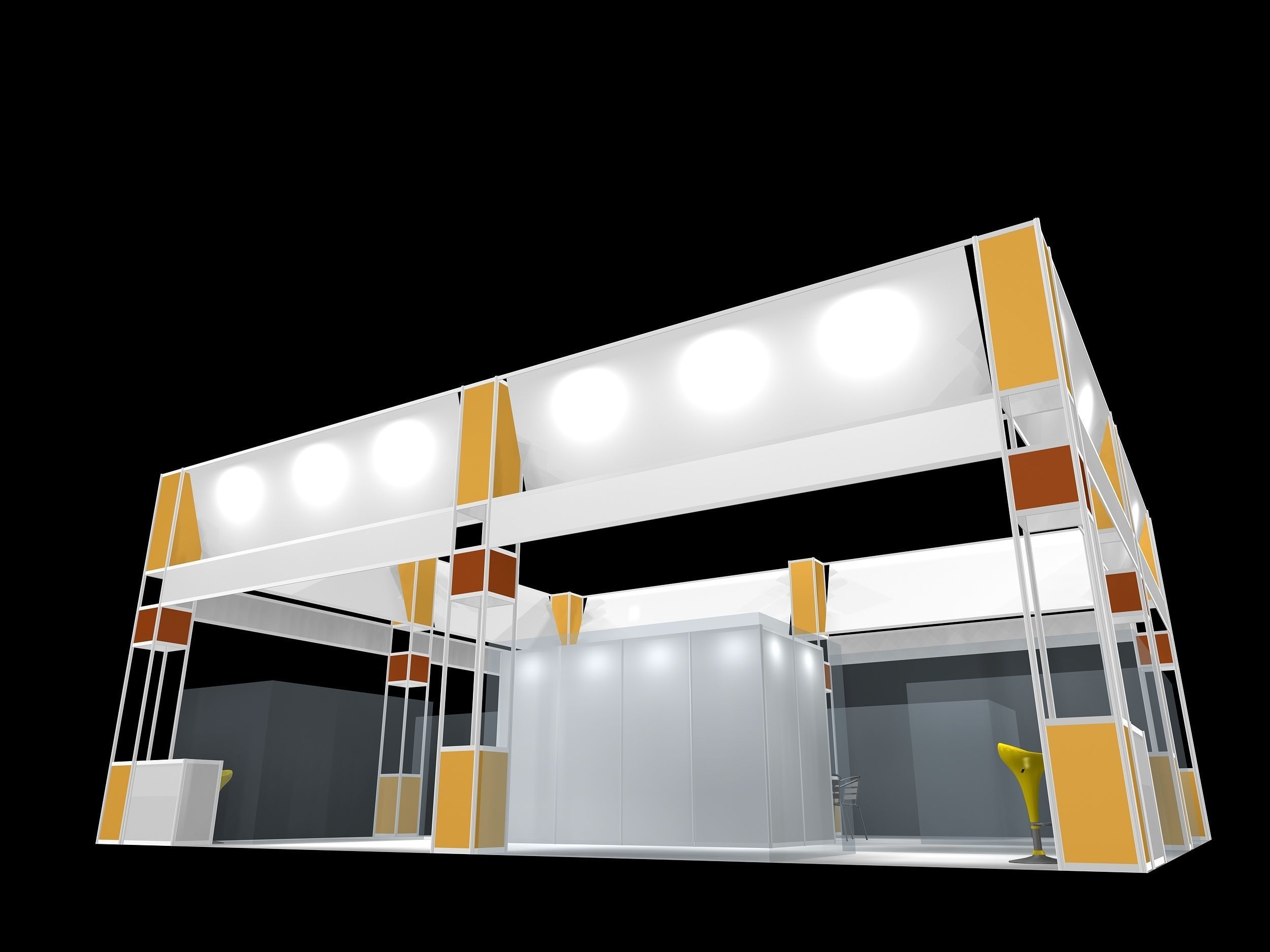 exhibition stall design 4 side open Low-poly 3D model Low-poly 3D model_3