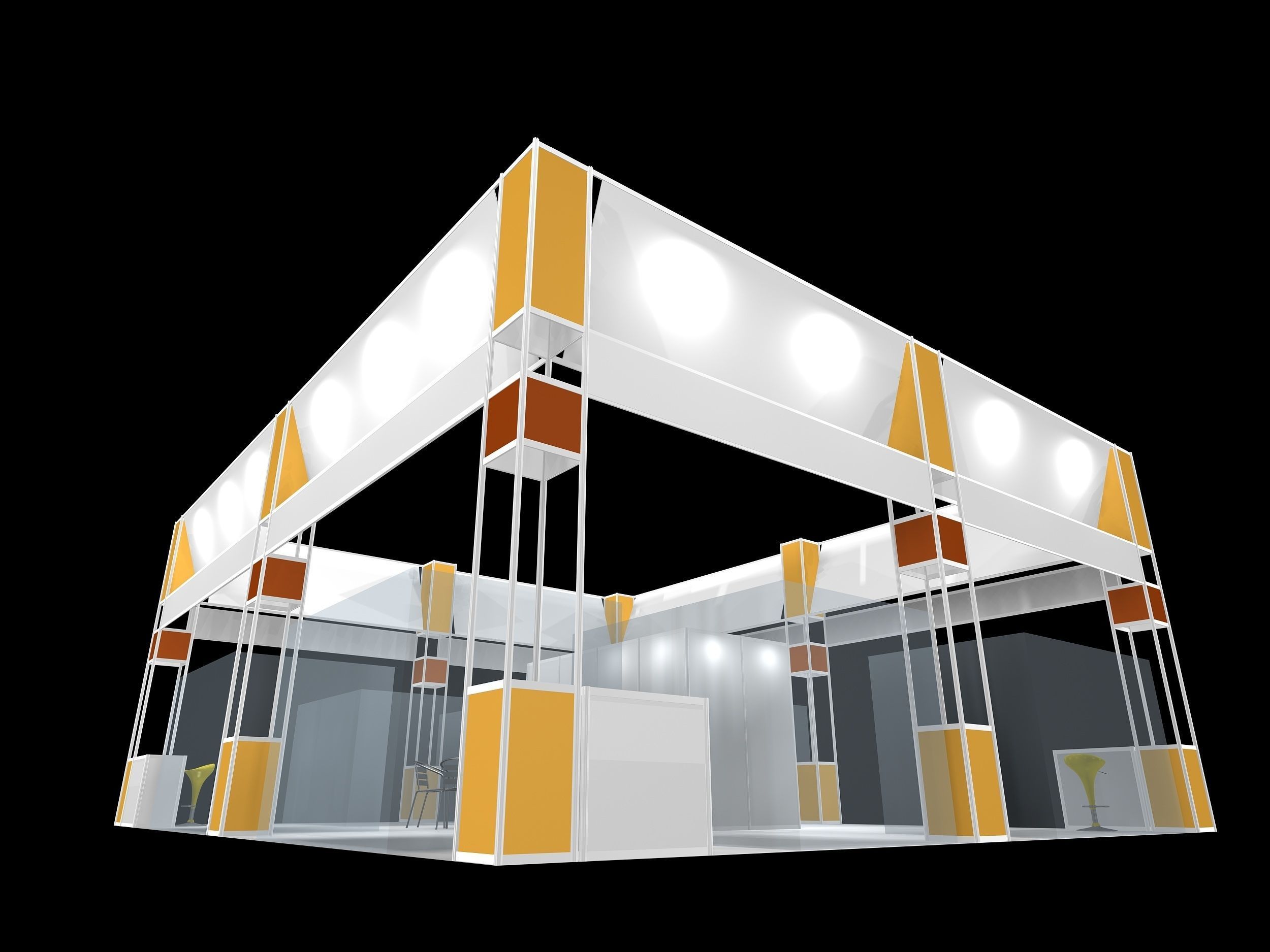 exhibition stall design 4 side open Low-poly 3D model Low-poly 3D model_1