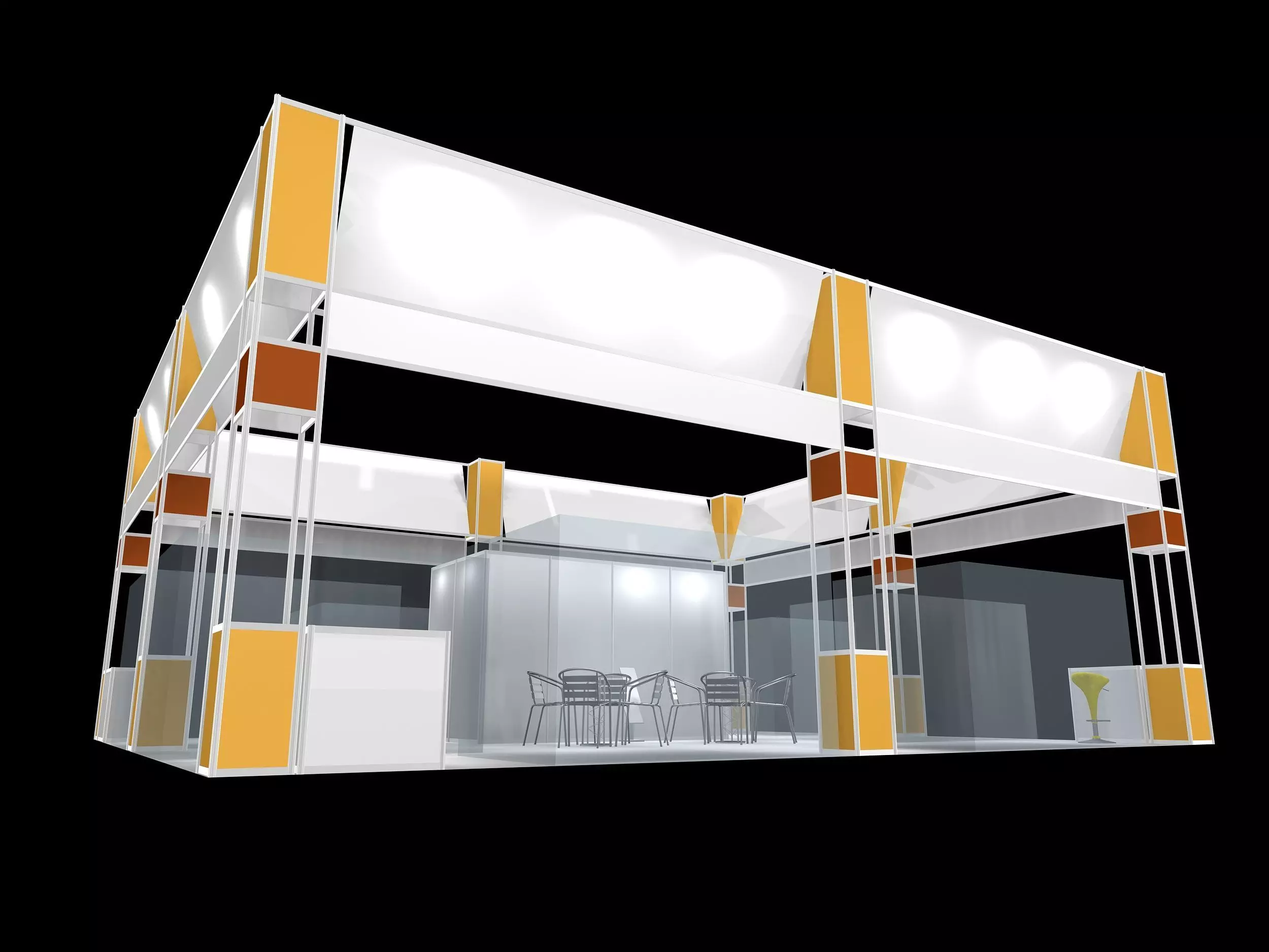 exhibition stall design 4 side open Low-poly 3D model Low-poly 3D model_0