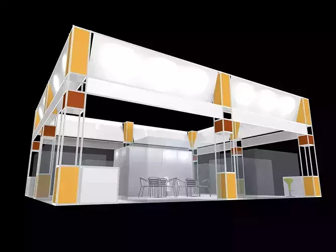 exhibition stall design 4 side open Low-poly 3D model Low-poly 3D model