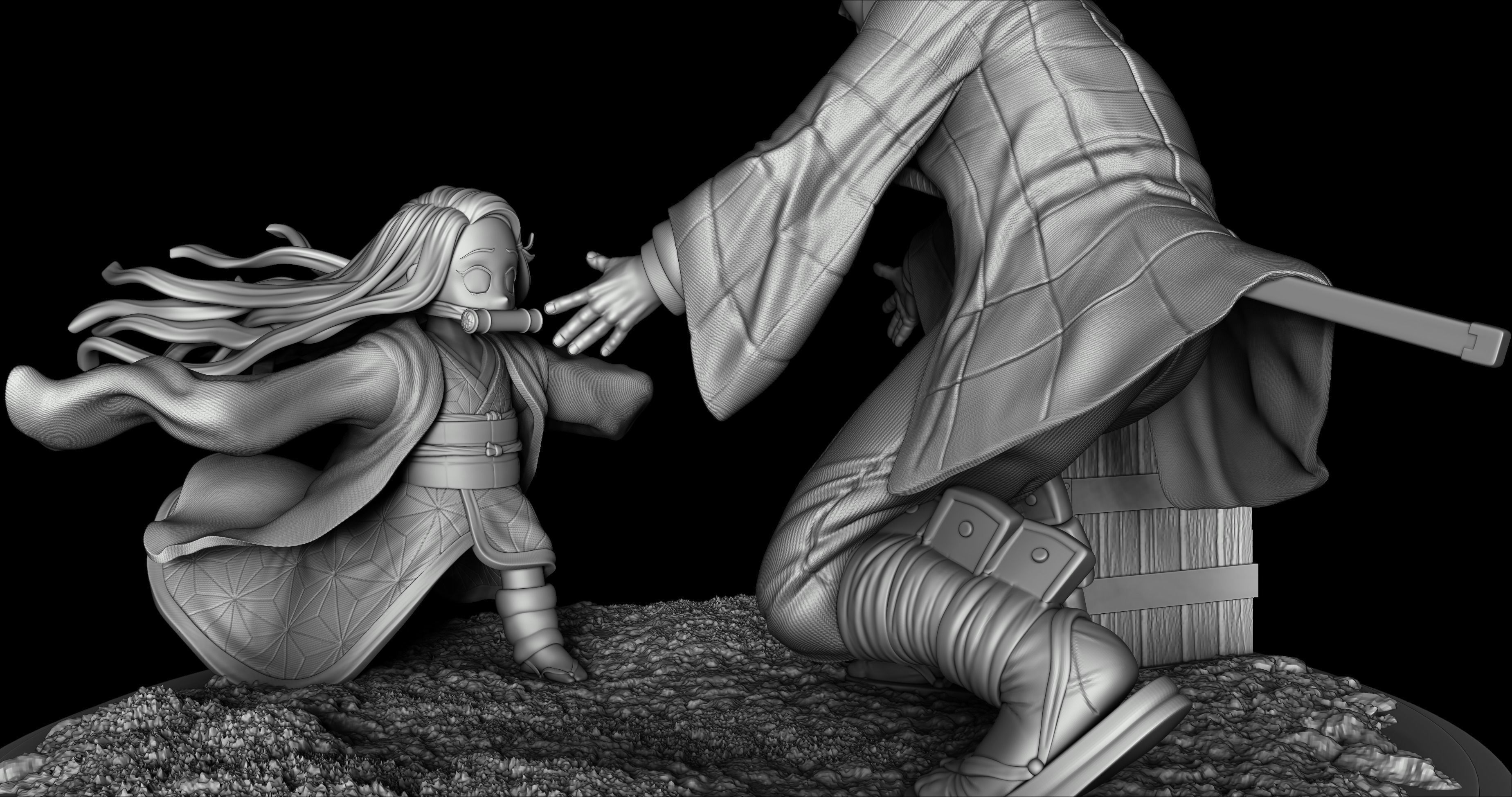 Tanjiro and Nesuko - Demon Slayer Fan model 3D print model_3