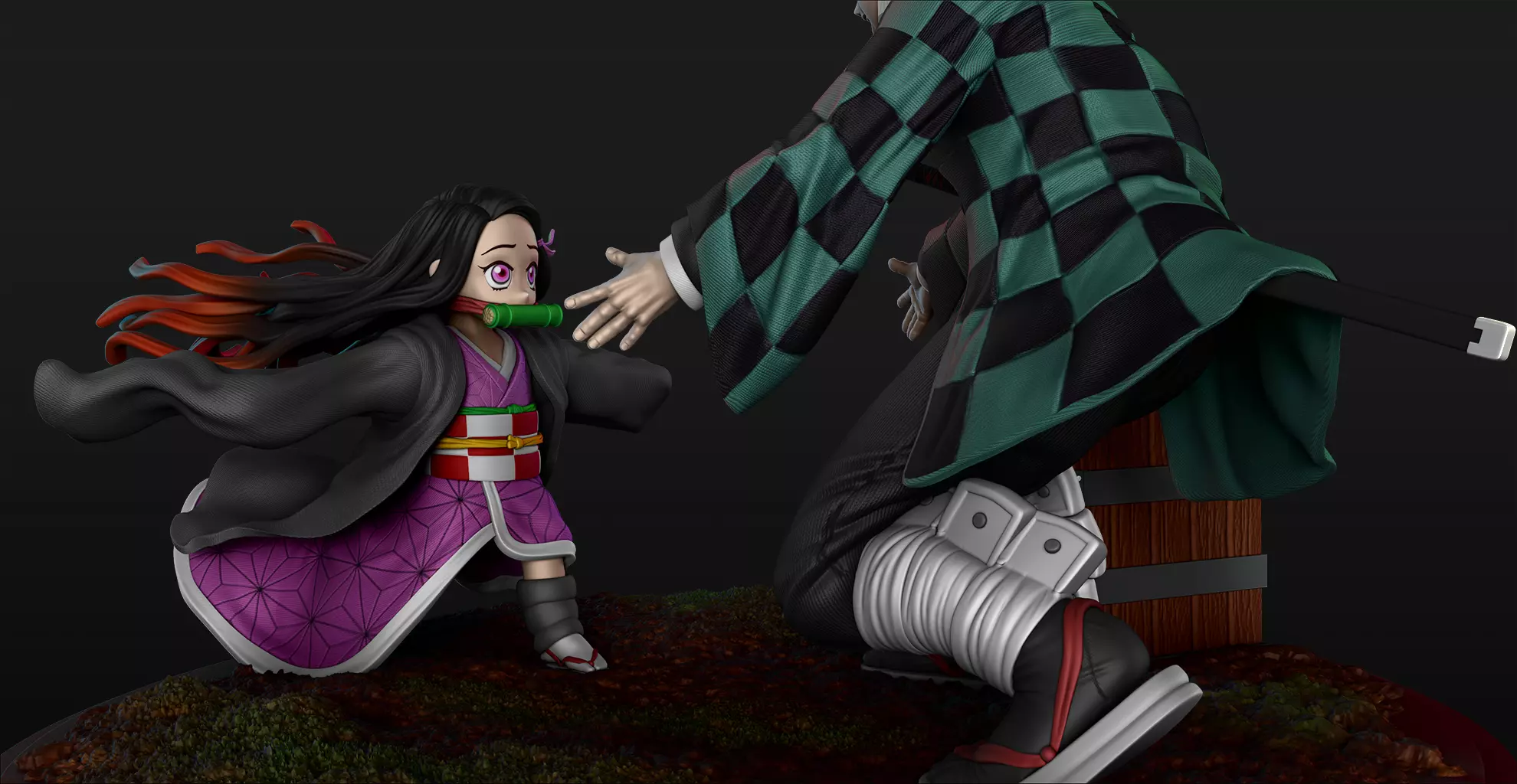 Tanjiro and Nesuko - Demon Slayer Fan model 3D print model_0