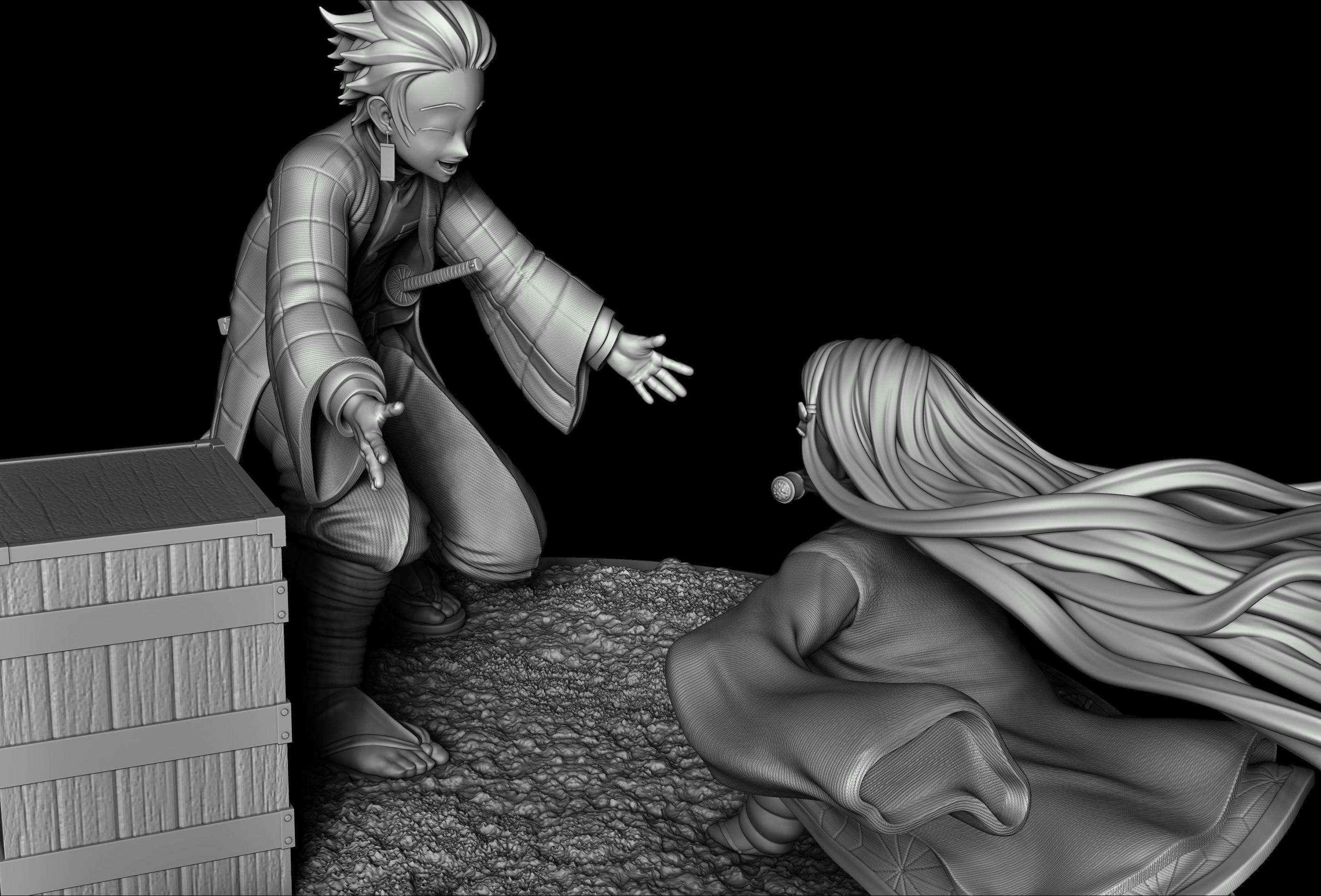 Tanjiro and Nesuko - Demon Slayer Fan model 3D print model_1