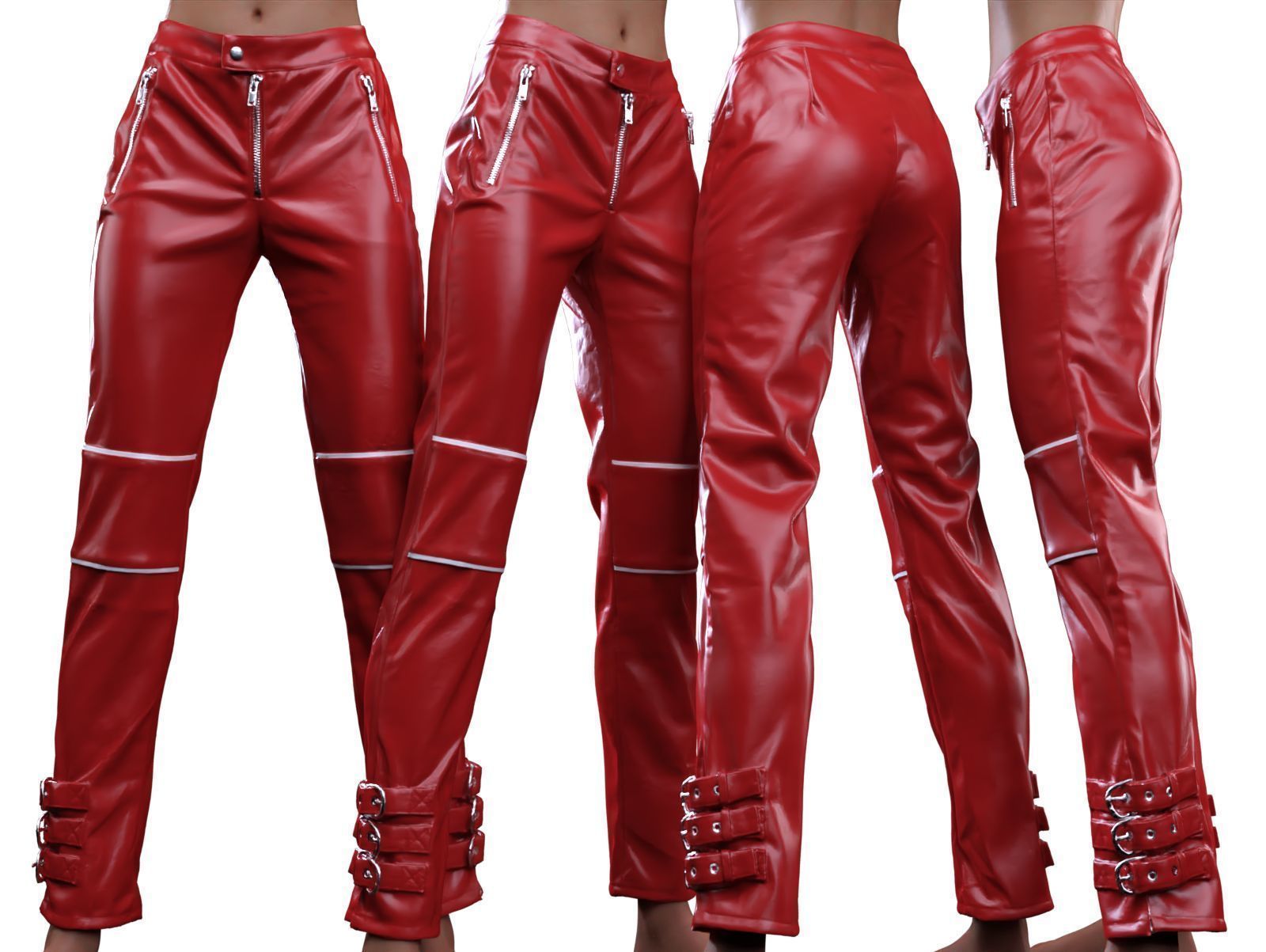 Ankle Belts Pants 3D model_5