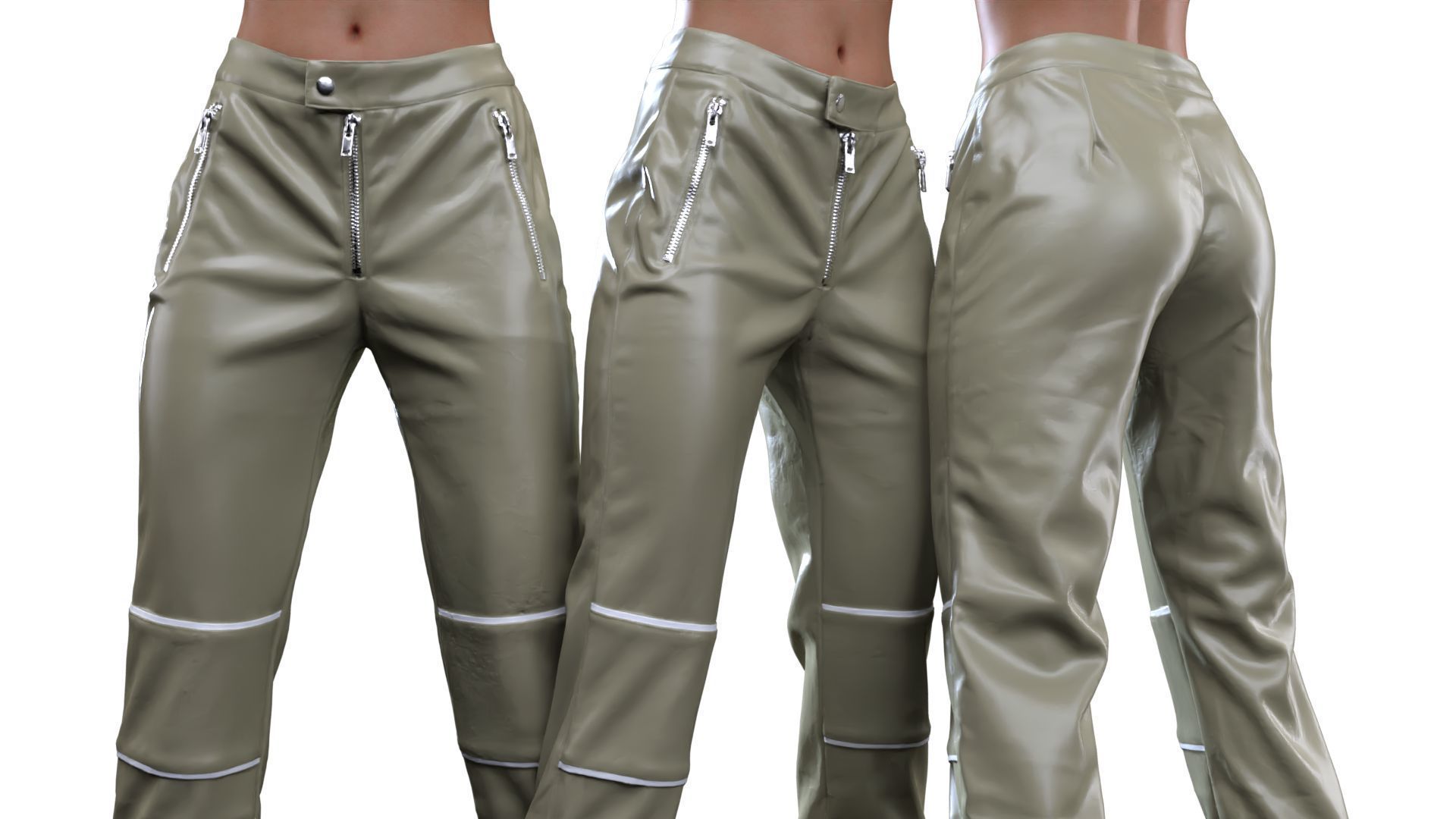 Ankle Belts Pants 3D model_3