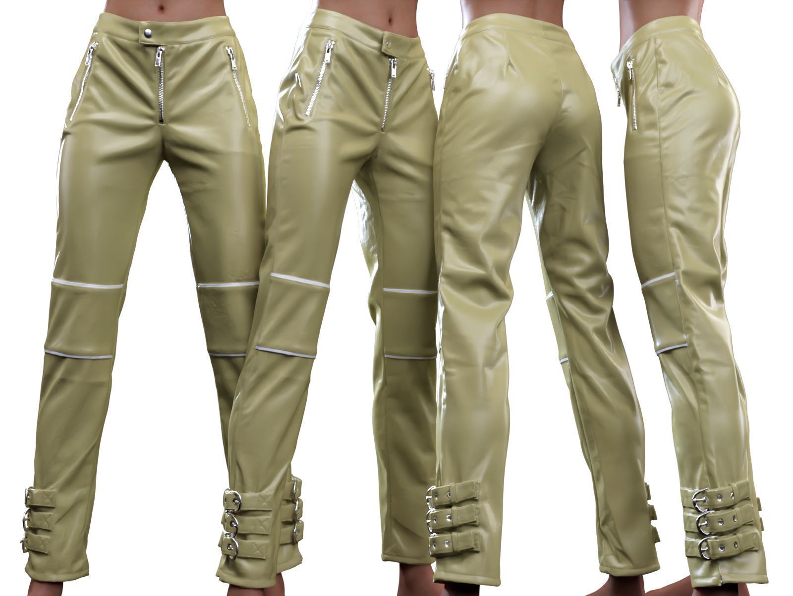 Ankle Belts Pants 3D model_7