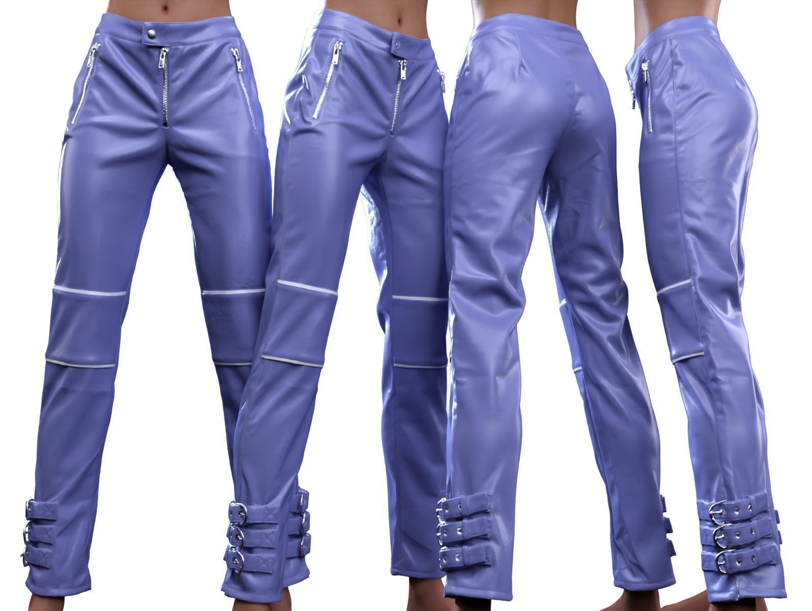 Ankle Belts Pants 3D model_6